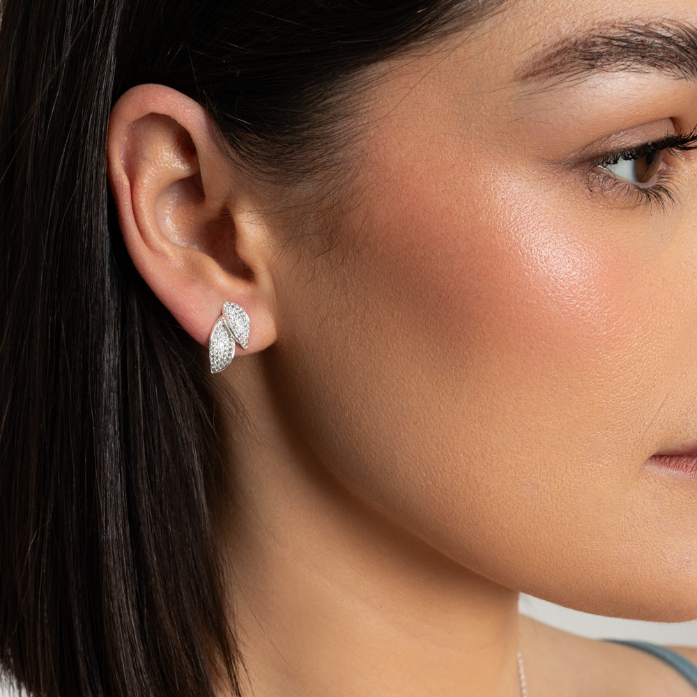 Silver Duo Leaf Earrings