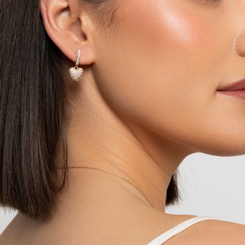 Gold Heart Drop Earrings