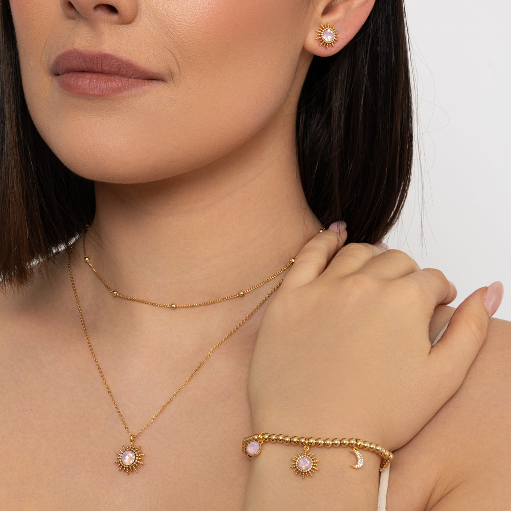 Rosewater Opal Sunburst Necklace