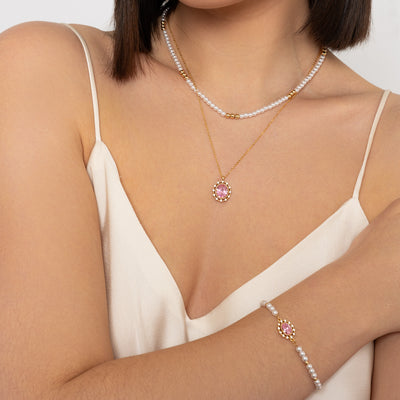 Vintage Pink Crystal Necklace