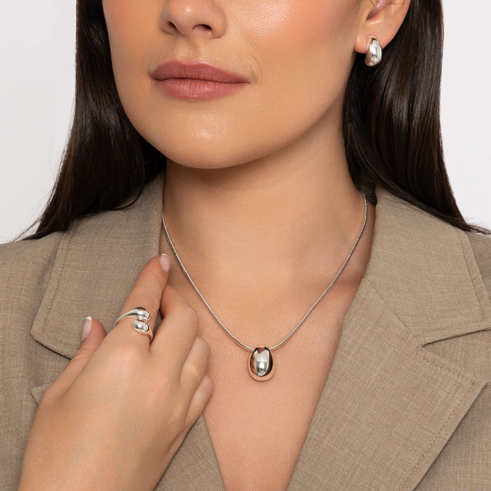 Chunky Silver Teardrop Pendant