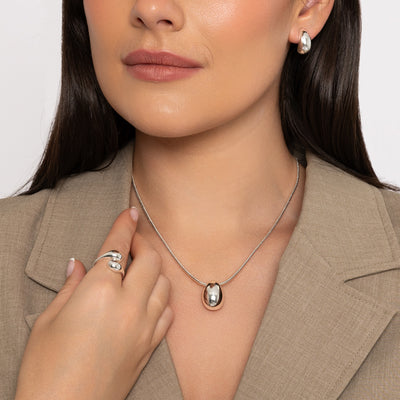 Chunky Silver Teardrop Pendant