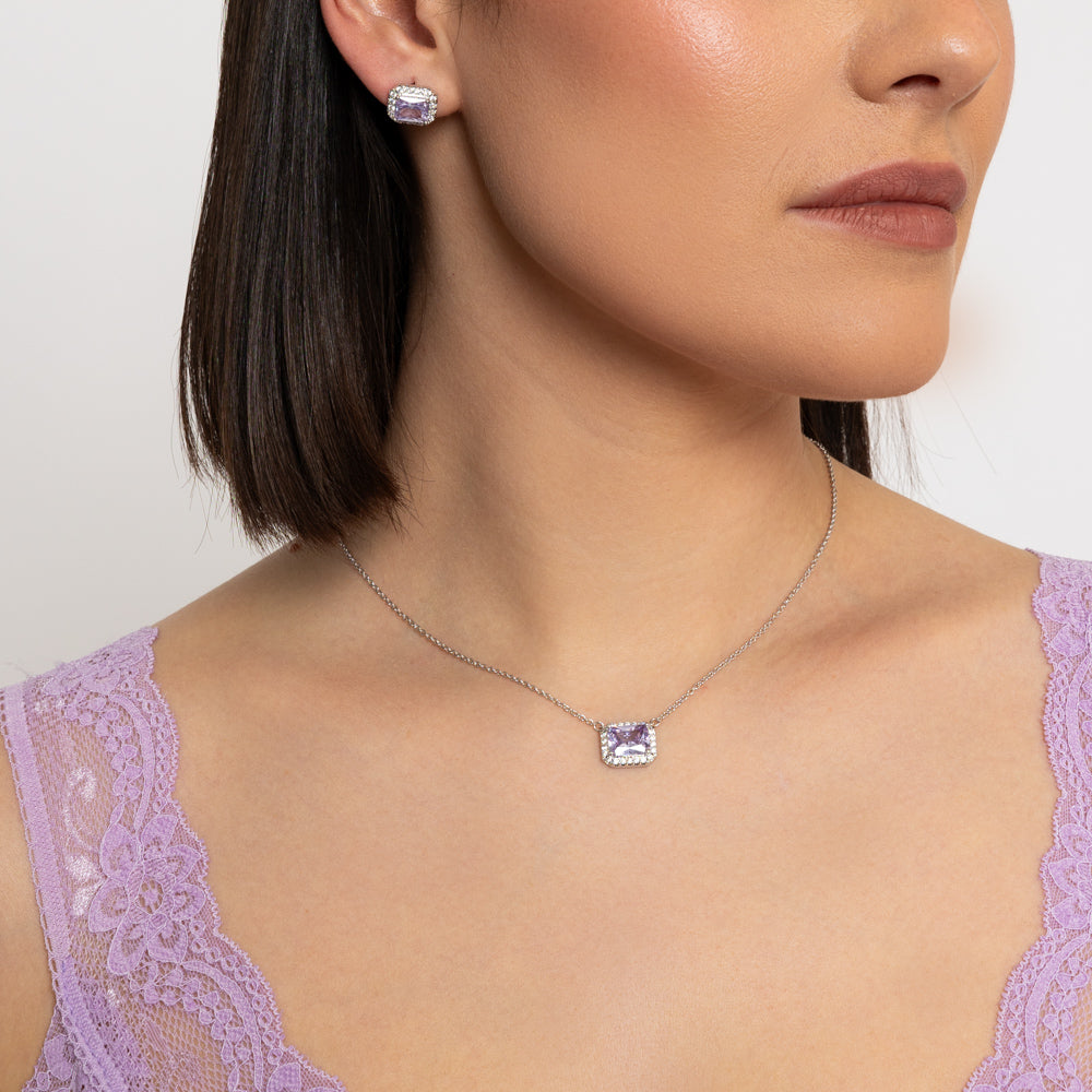 Horizontal Lavender CZ Necklace