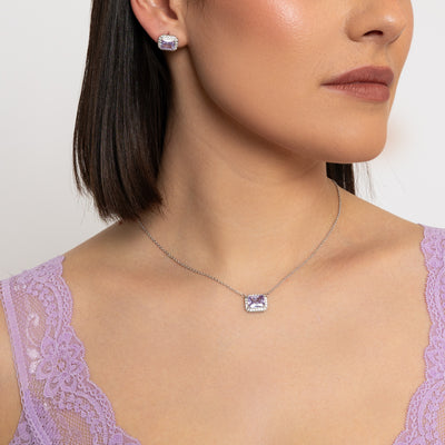 Horizontal Lavender CZ Necklace