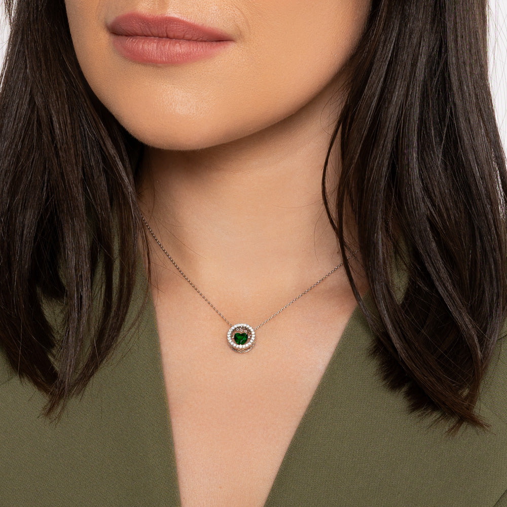 Emerald Moving Heart Necklace