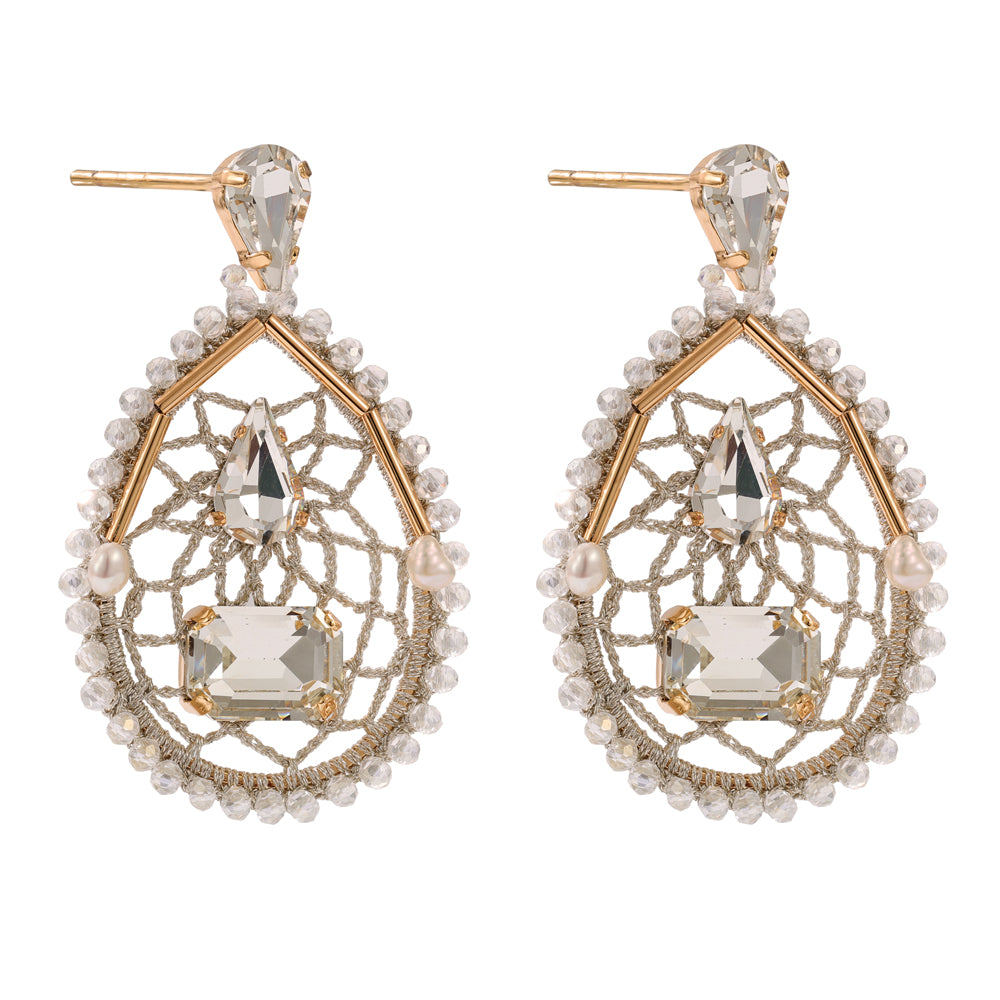Alora Crochet & Crystal Earrings