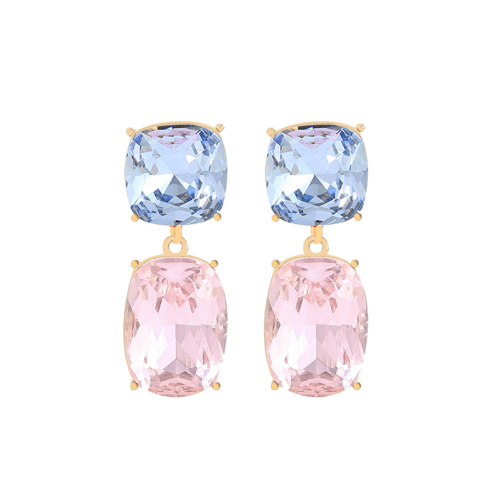 Blue Pink Crystal Earrings