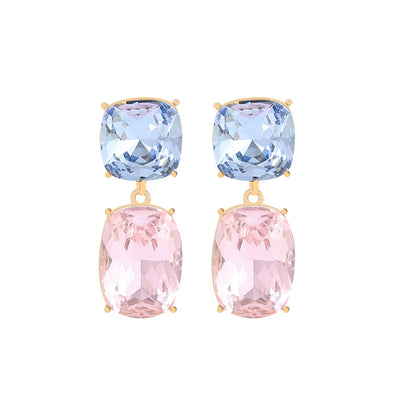 Blue Pink Crystal Earrings