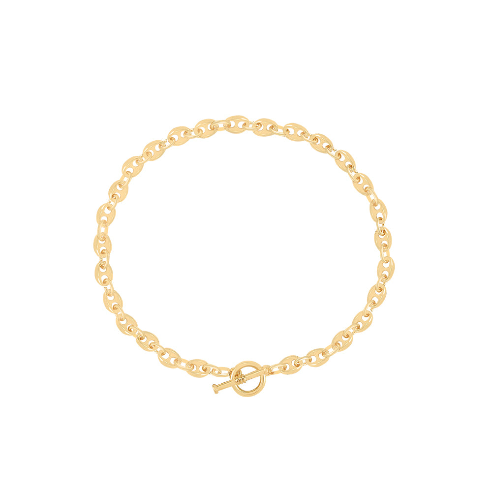 Coffee Bean Chain Gold Plated Necklace