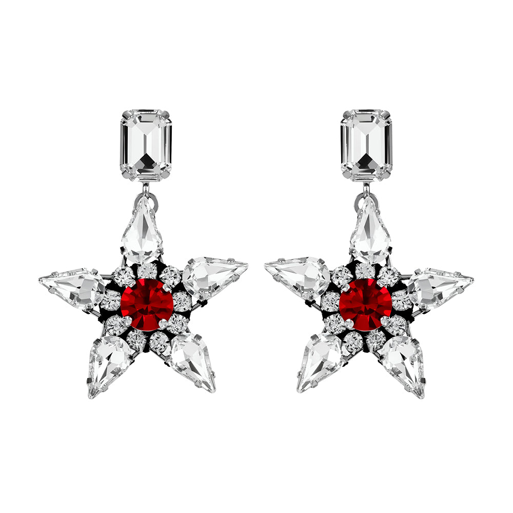 Emma Crystal & Ruby Earrings