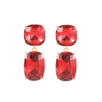 Garnet Ruby Crystal Earrings