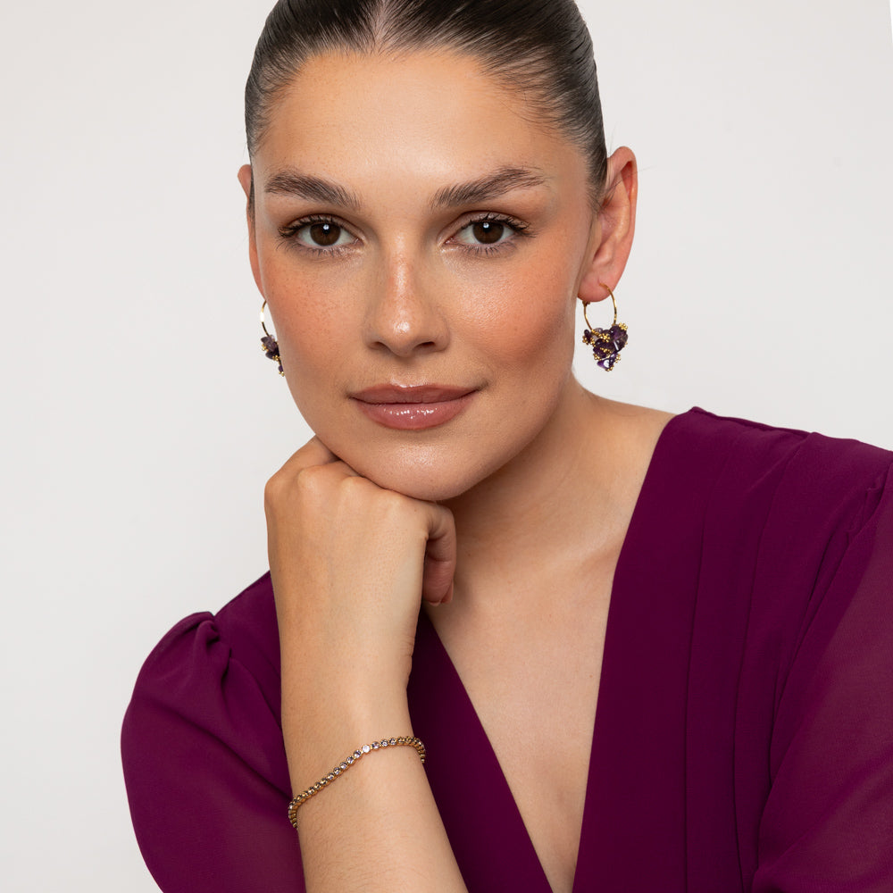 Semi Precious Amethyst Earrings