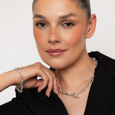 Coffee Bean Chain Silver Plated Necklace