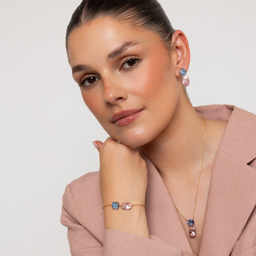 Blue Pink Crystal Necklace