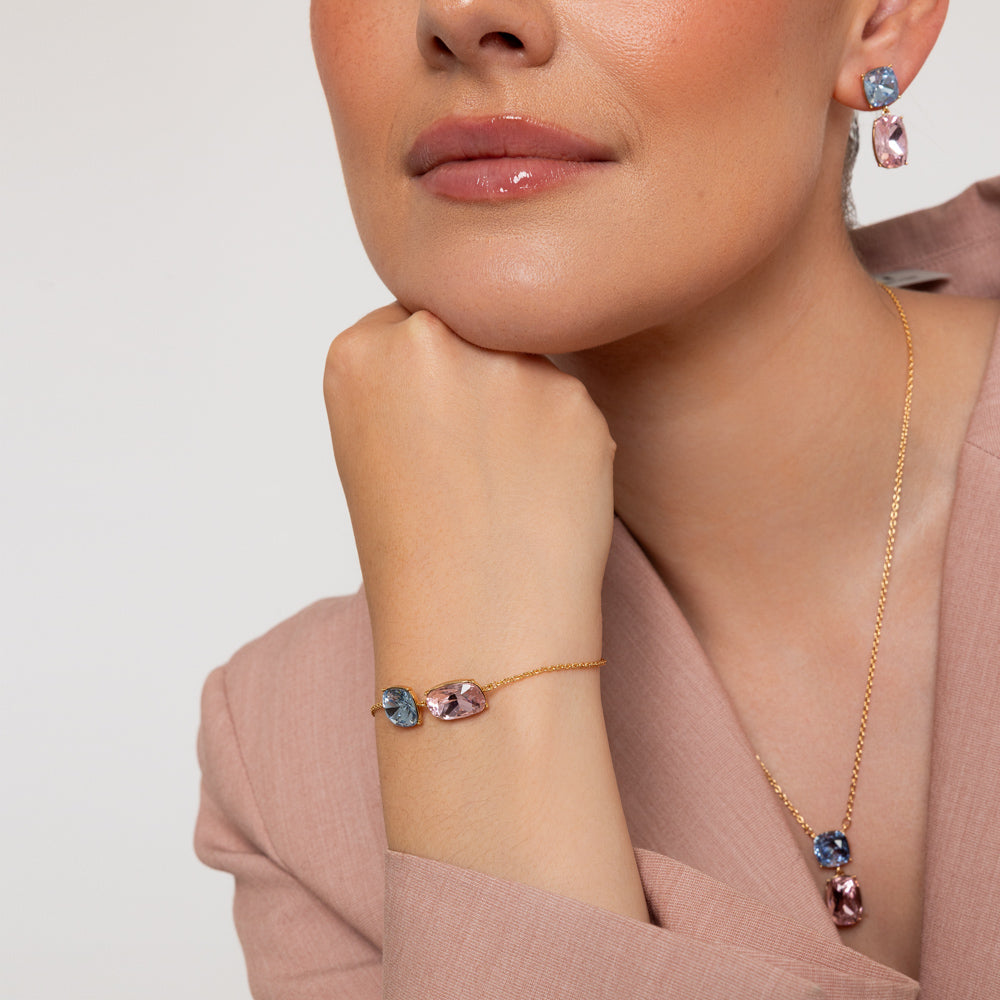 Blue Pink Crystal Necklace