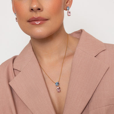 Blue Pink Crystal Necklace