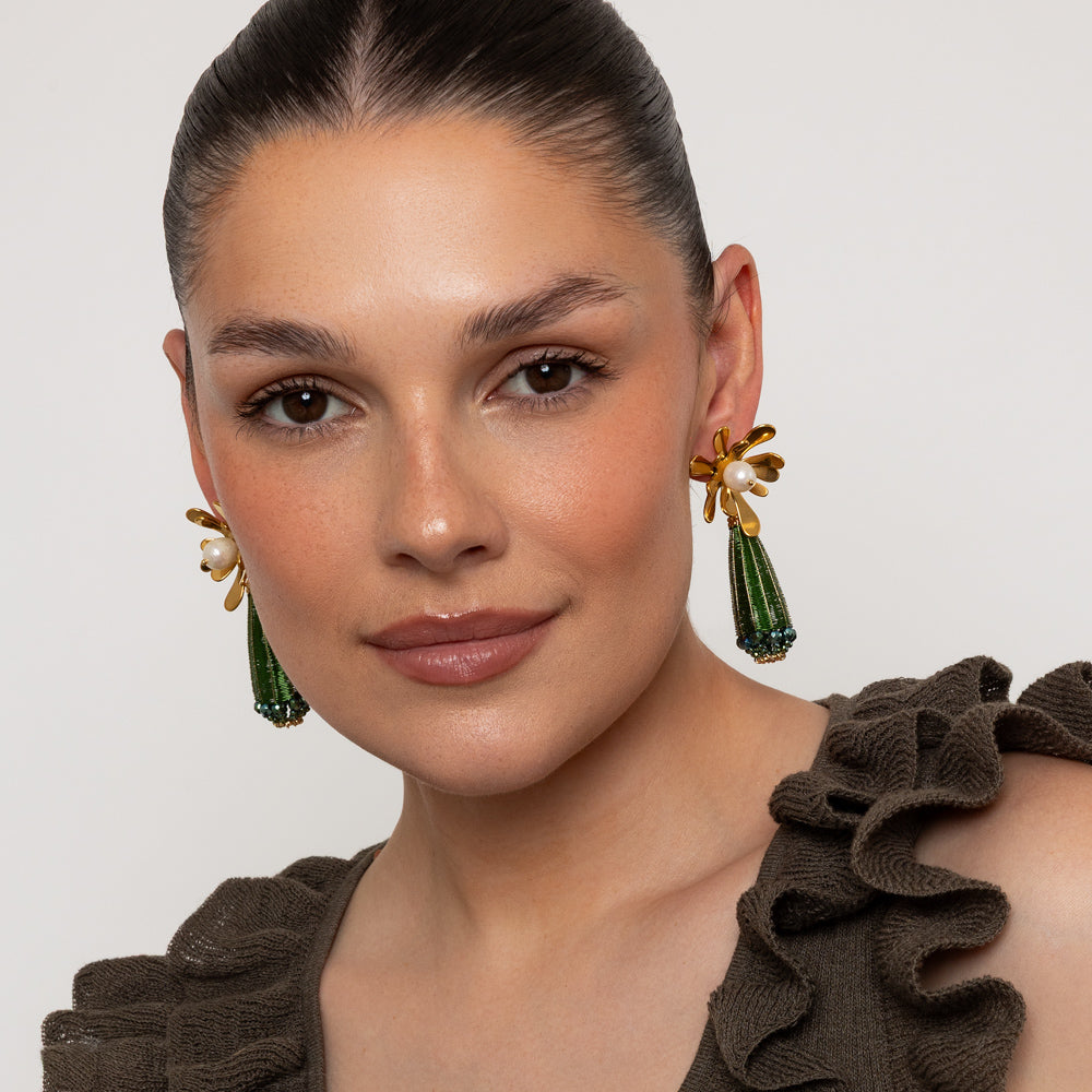 Aliza Green & Gold Earrings