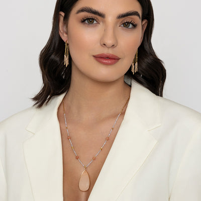 Peach Tone, Semi Precious Stone Earrings