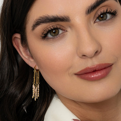 Peach Tone, Semi Precious Stone Earrings