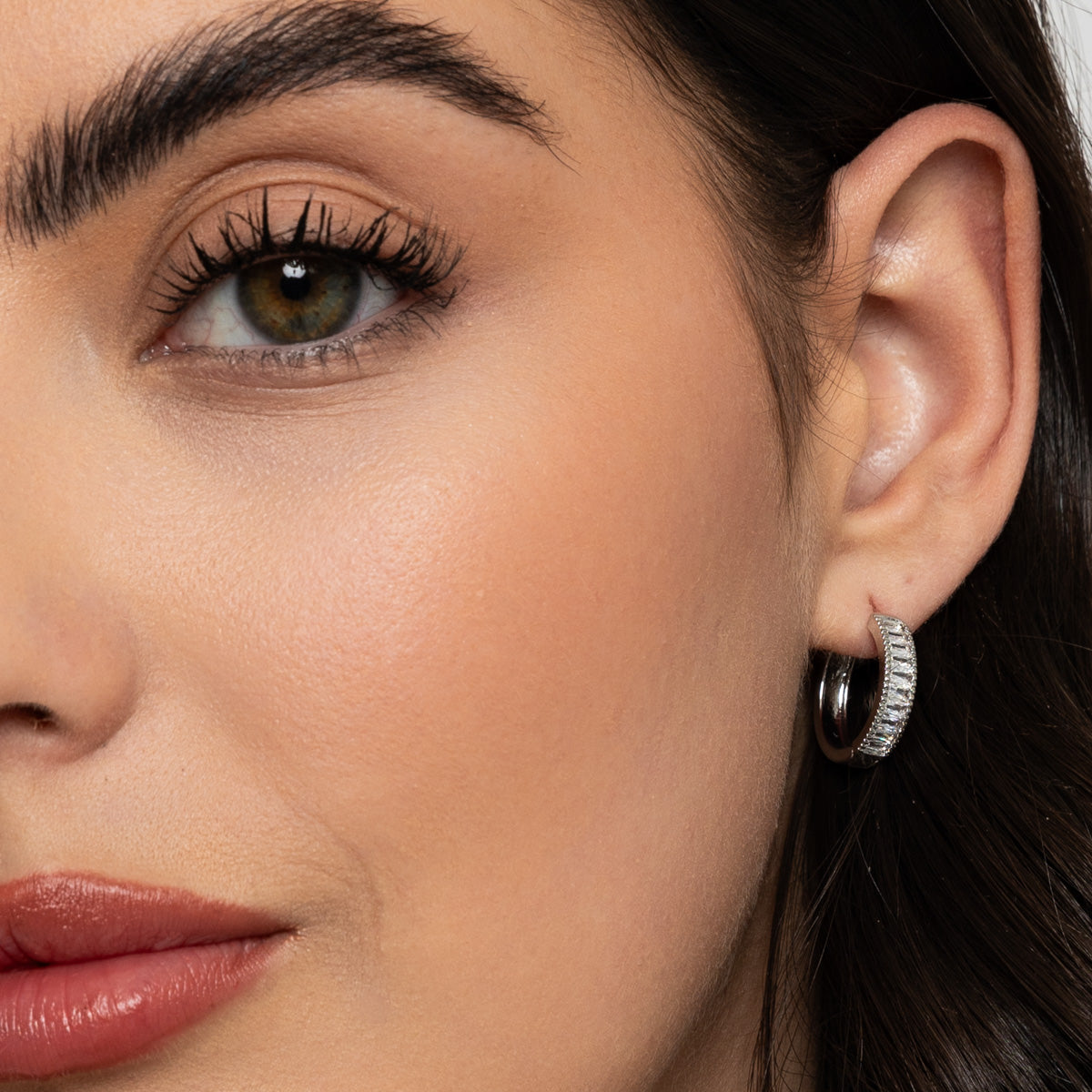 Izabella B Medium Silver Hoops