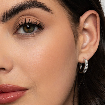 Izabella B Medium Silver Hoops