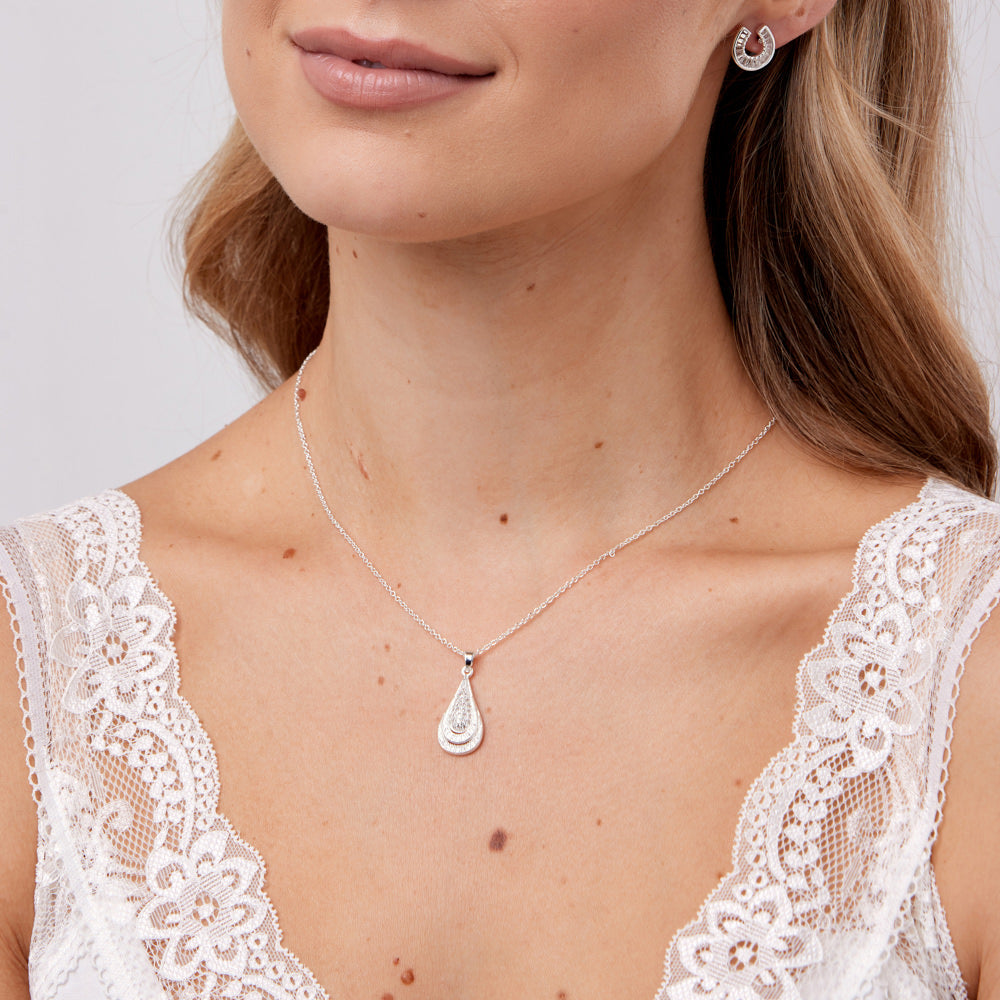 Silver Micropavé Teardrop Pendant