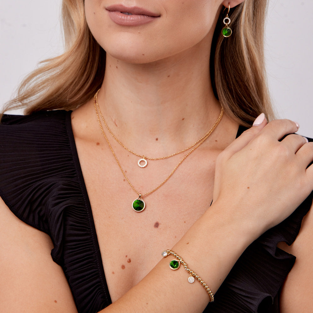 Crystal & Emerald Beaded Bracelet