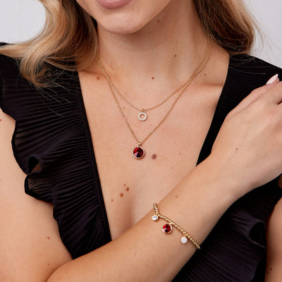 Crystal & Garnet Beaded Bracelet