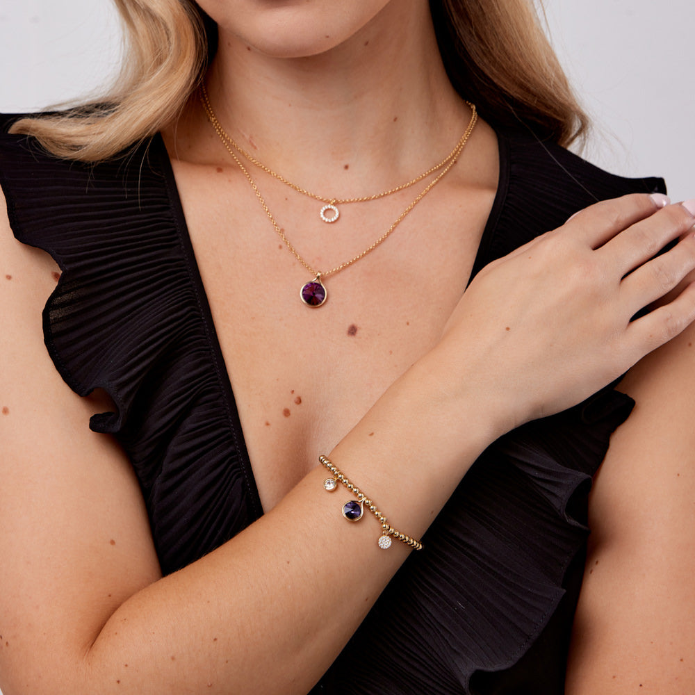 Crystal & Amethyst Beaded Bracelet