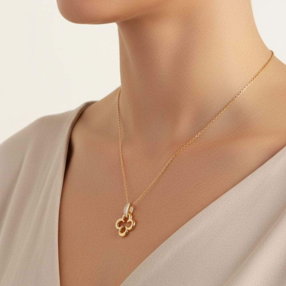 The Pink Box Clover & Crystal Pendant