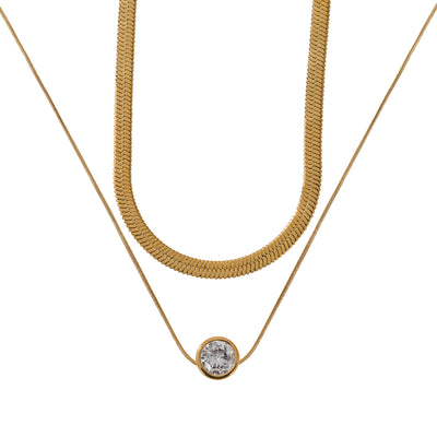 Layered Gold Plated Snake Chain Necklace