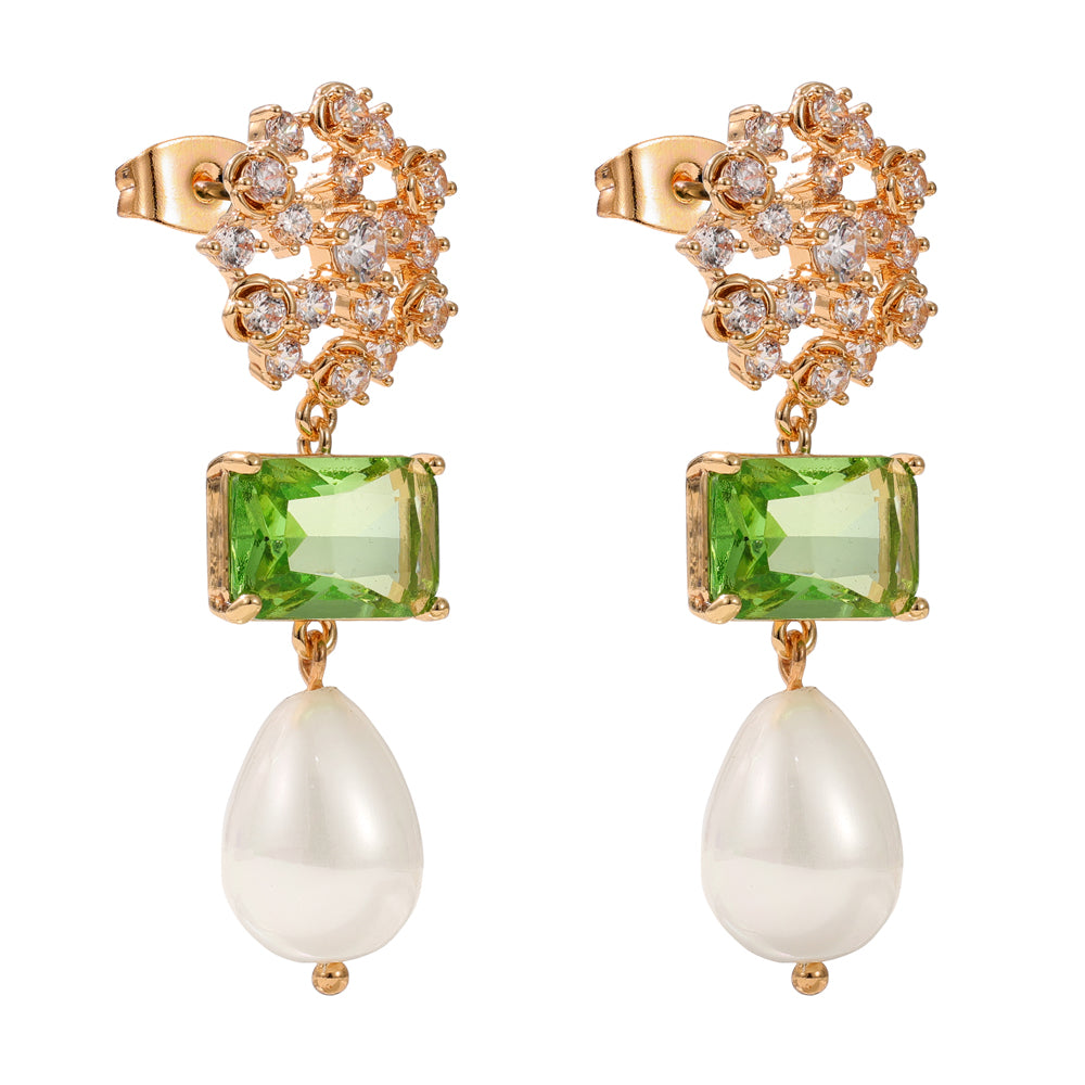 Pearl & Green Earrings