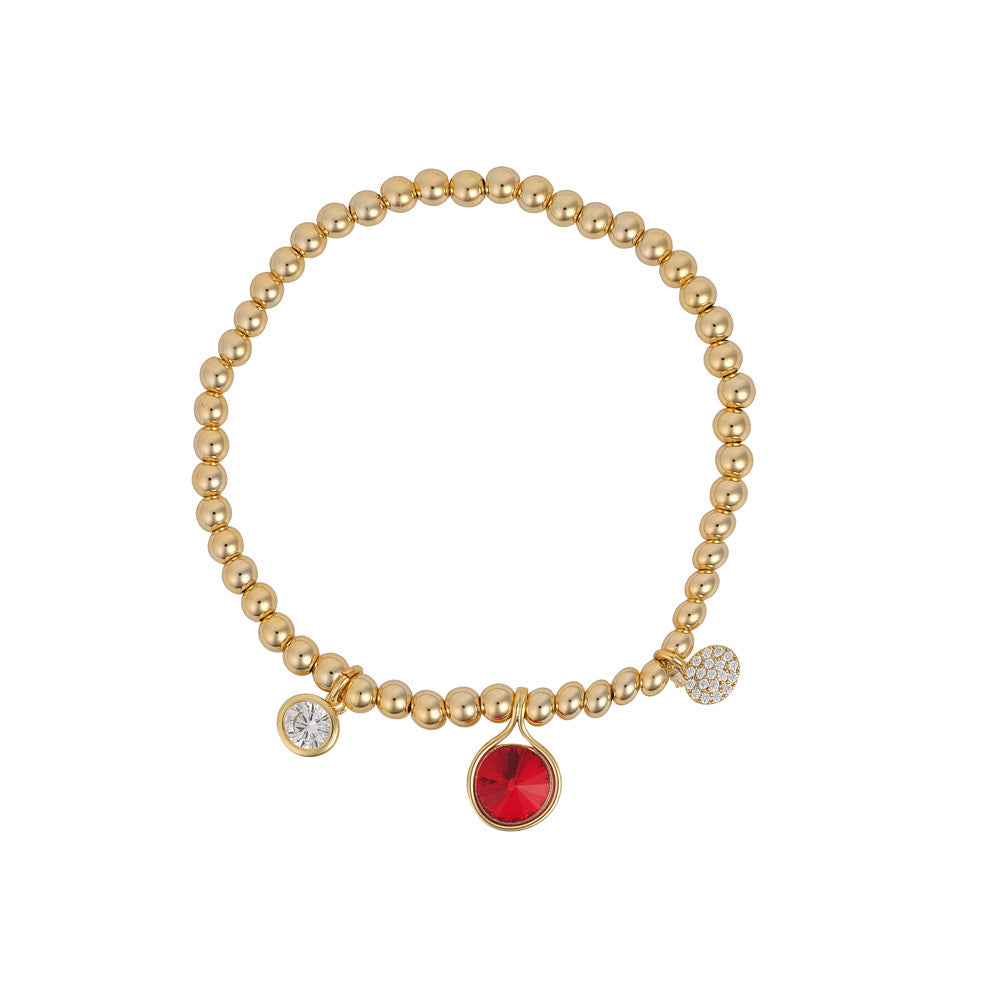 Crystal & Garnet Beaded Bracelet