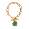 Chunky Paper Clip Chain & Green Drop Bracelet