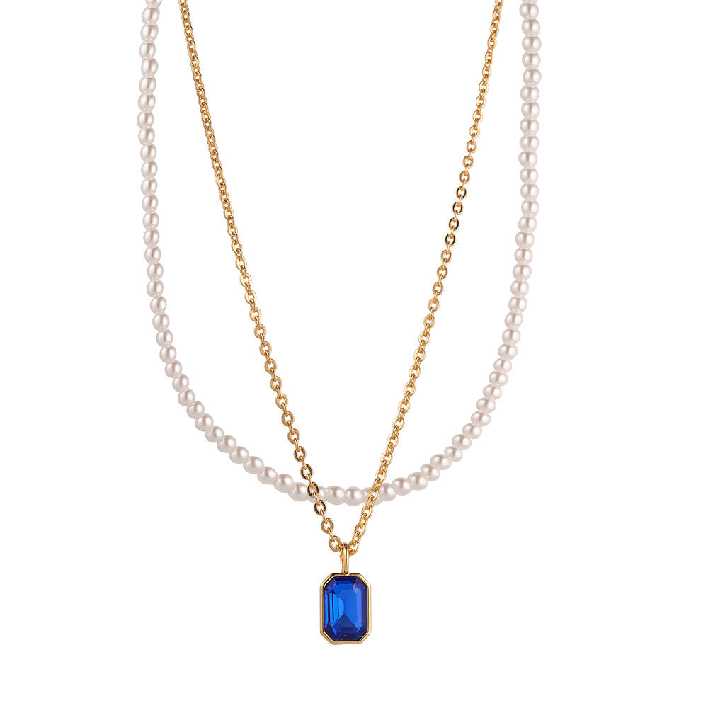 Pearl & Sapphire Layered Necklace