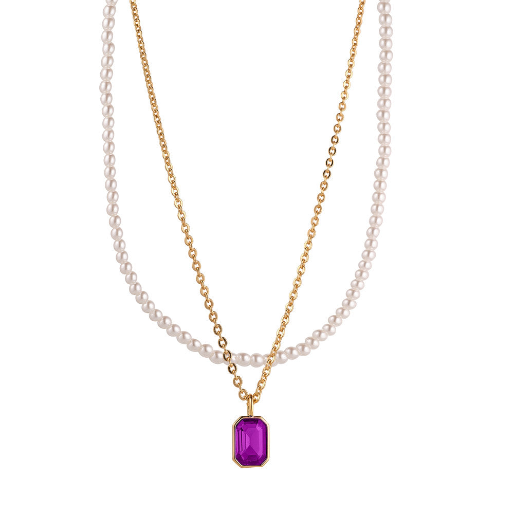 Pearl & Amethyst Layered Necklace