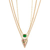 Rainbow Heart & Emerald Layered Necklace