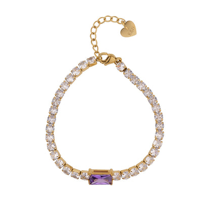 Amethyst & Clear CZ Tennis Bracelet