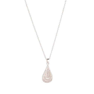 Silver Micropavé Teardrop Pendant