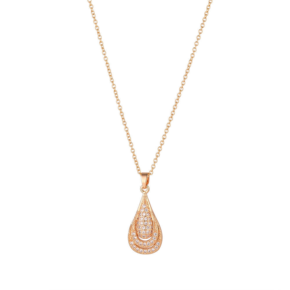 Gold Micropavé Teardrop Pendant