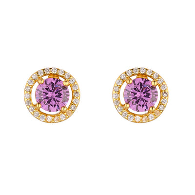 Round Amethyst Earrings