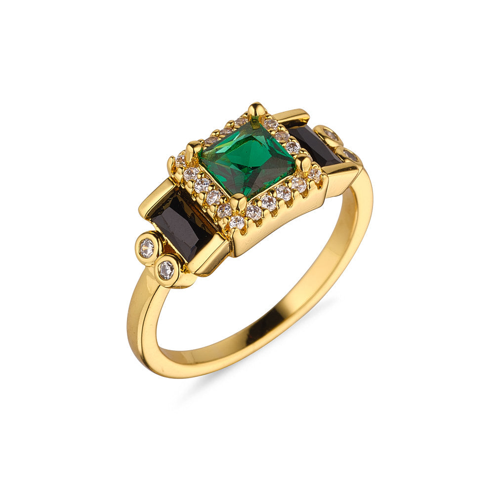 Emerald & Jet CZ Ring #8