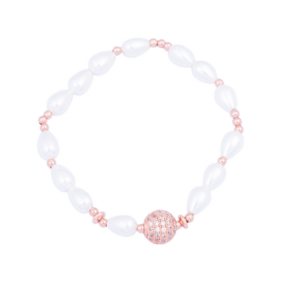 Rose Gold Beaded & Shell Pearl Bracelet
