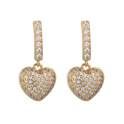 Gold Heart Drop Earrings