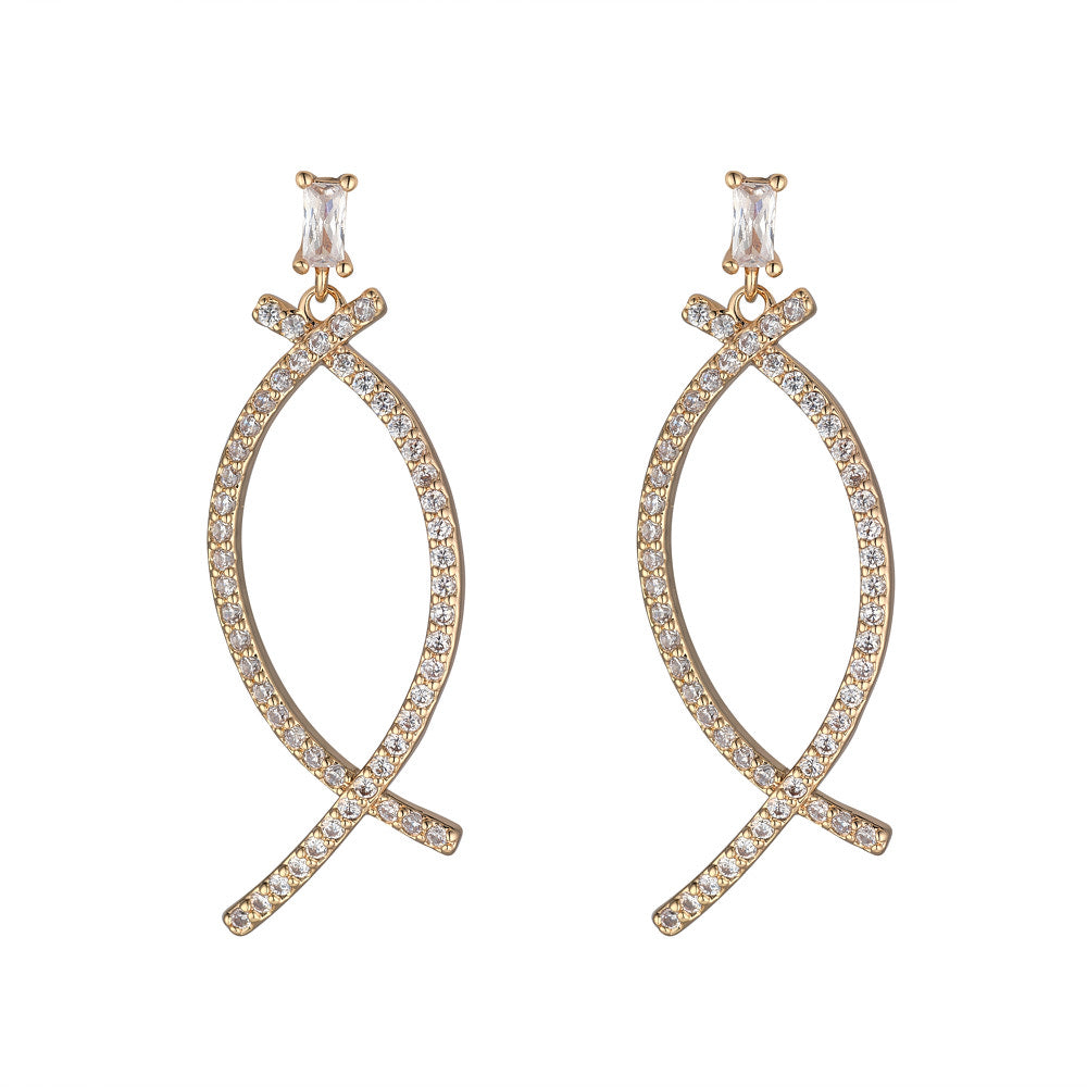 Gold Crescent Drop Earrings