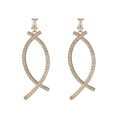 Gold Crescent Drop Earrings