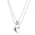 Silver Duo Heart & Solitaire Necklace
