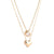 Gold Duo Heart & Solitaire Necklace