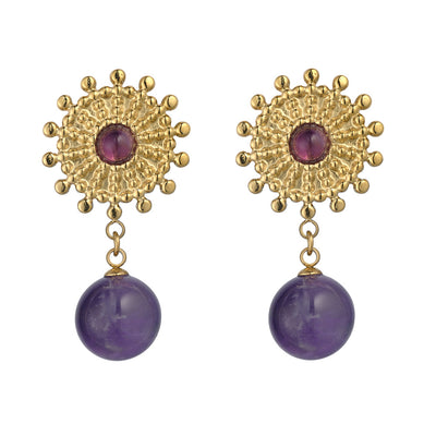 Semi Precious Amethyst Stone Earrings
