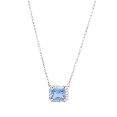 Horizontal Light Blue Crystal Necklace